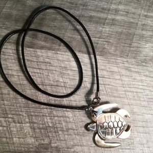 Handmade Turtle engraved in Seashell Necklace